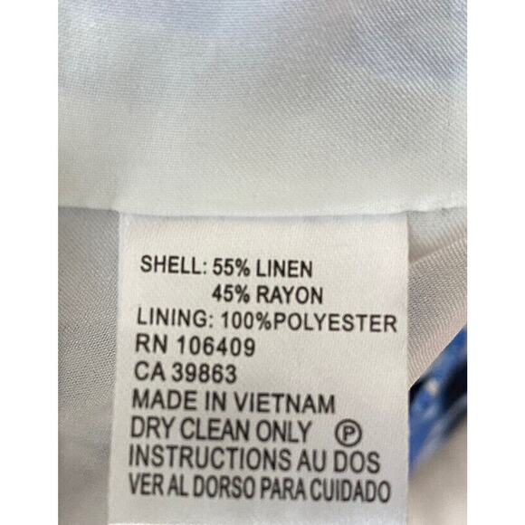 TAHARI Women’s Blue Ikat Print Linen Sheath Dress Plus Size 24W Resort Coastal - Picture 8 of 9